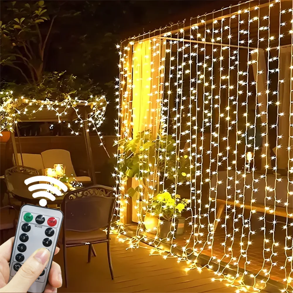 Room Christmas Party Decoration LED Fairy Festoon Wedding Remote Control Curtain Garland on The Window USB String Light for Home