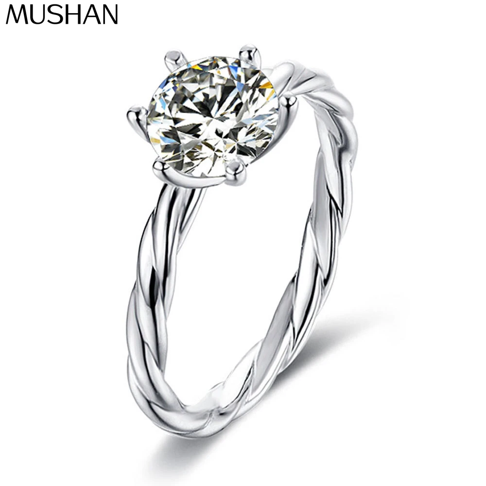 

MuShan Brand Jewelry 925 Sterling Silver Ring VVS Moissanite Brilliant Ring for Friend 18K Gold Plated MST Patent Fine Rings