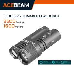 ACEBEAM 터미네이터 M1 LED (투광 조명) 및 줌 가능 LEP (스포트라이트) 손전등, 1750 야드 초장거리 3500 루멘 손전등