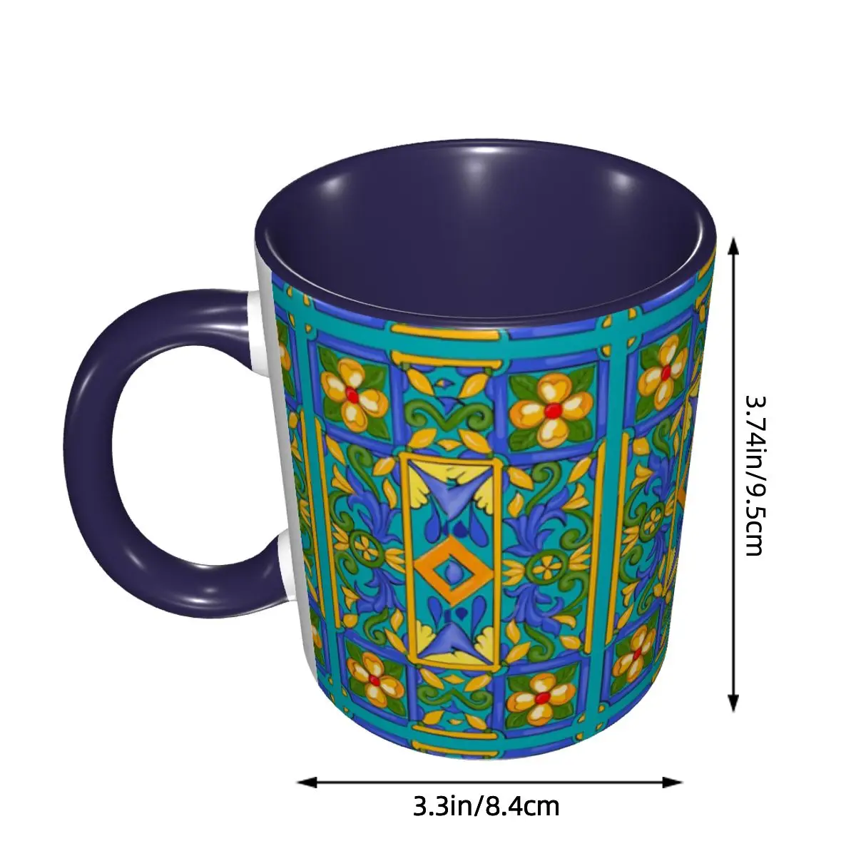 Summer ,Sicilian Tiles ,majolica,lemons ,Mediterranean Mug Ceramic Coffee Cups Tea Mugs Milk Cup Drinkware Gift for Friends