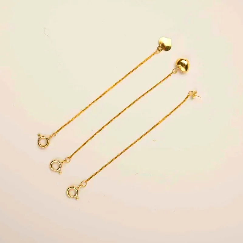 NYMPH Jewelry DIY Finding 18k Yellow gold Au750 Gold Extended Chains 5cm 10cm Length Necklace Bracelet Extender with Tag diy202