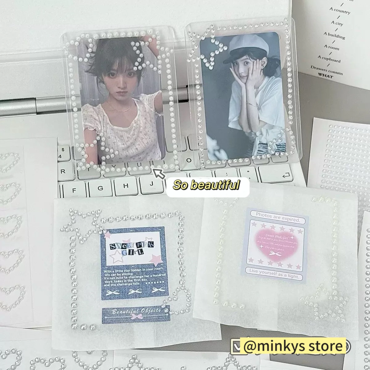 Kpop Fotokarten-Deko-Aufkleber, Silberne Strass-Stern- & Herz-3D-Sticker, Geschenkverpackung Glitzer DIY Scrapbooking-Aufkleber – Detail 2