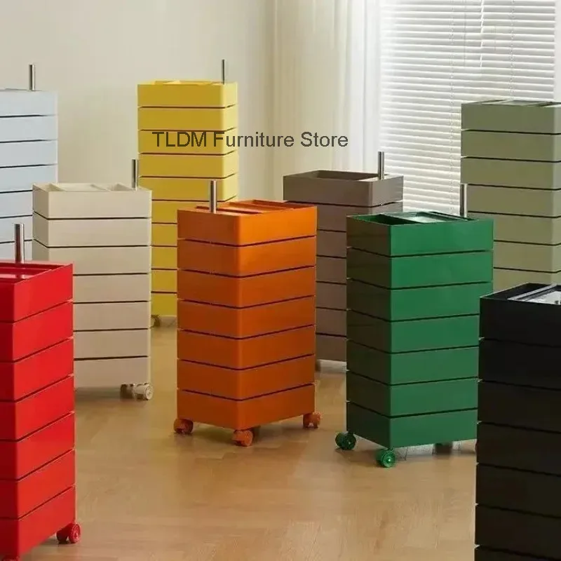 Table Rolling Drawer Organizer Unit Storage Side Cabinet Stackable with Wheels for Bedroom Living Mobile Room Furniture