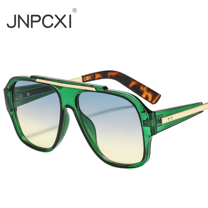 JNPCXI New Fashion Rivets Square Women Sunglasses Shades UV400 Retro Trending Gradient Men Punk Yellow Sun Glasses