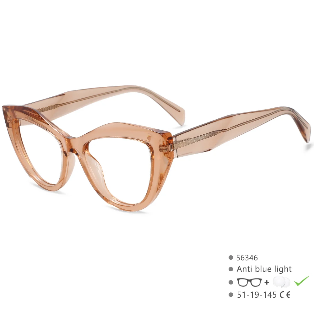 Trendige Blaulichtfilter-Computerbrille für Damen TR90 Leoparden-Brillengestell Damen Übergroße Brillengestelle Katzenaugen-Design 56346