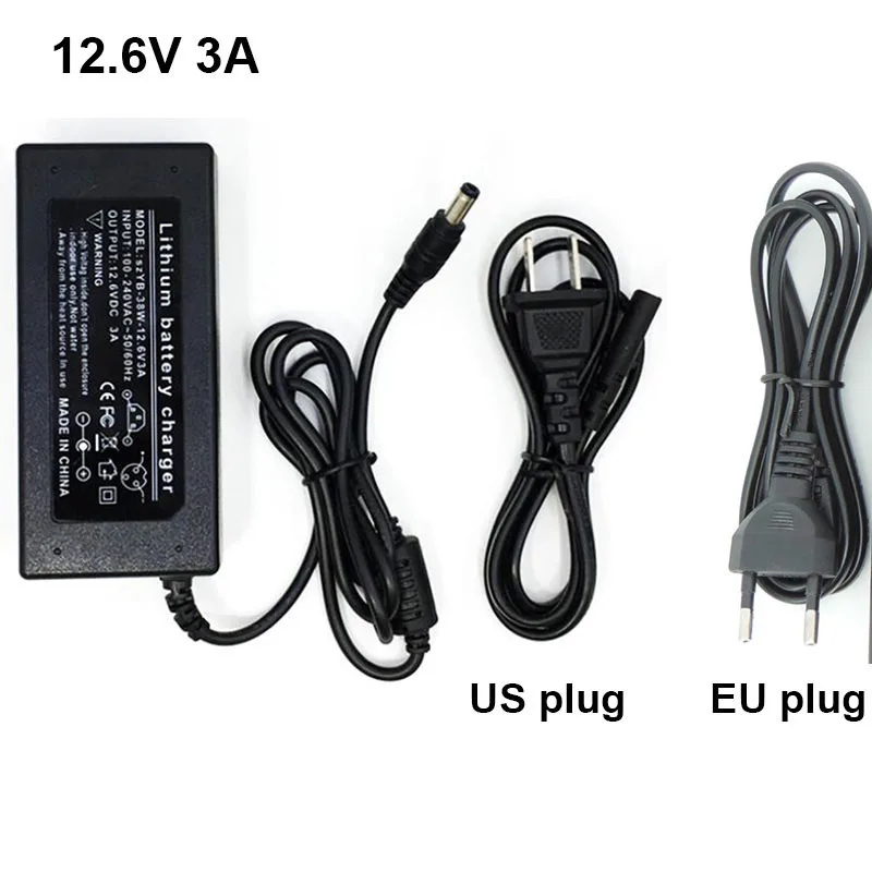 EU US AC 110v 240V to DC 12.6V 2A 3A charger Power supply Adapter 5.5*2.5MM 12.6 V Volt 2 3 A For 18650 lithium battery Pack p