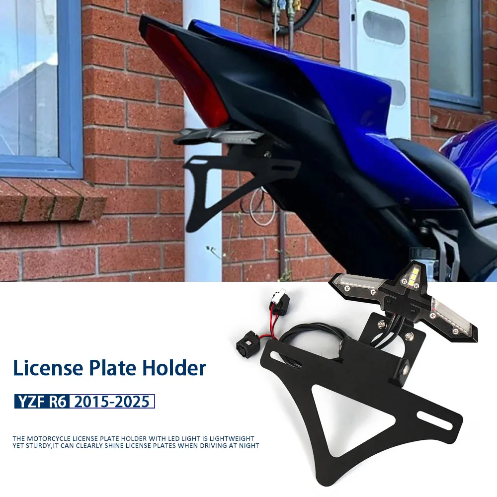 

Motorcycle License Plate Light LED CNC Aluminum Waterproof Rear Tail License Plate For YAMAHA YZF R6 YZFR6 YZF-R6 2015-2025