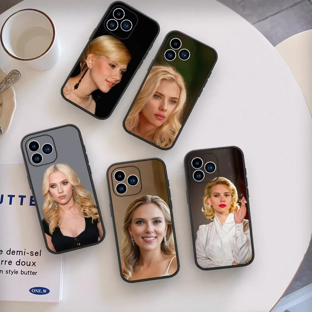 S-Scarlett Johansson Phone Case For iPhone 13 14 15 11 12 X XS Mini Pro Max Black Cover