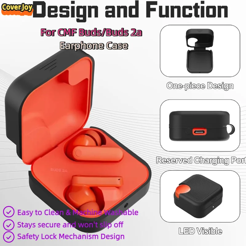 CoverJoy dla CMF Buds/Buds 2a Bezprzewodowe słuchawki douszne BT Silikonowe etui ochronne Odporne na zarysowania z osłoną ochronną na smyczy