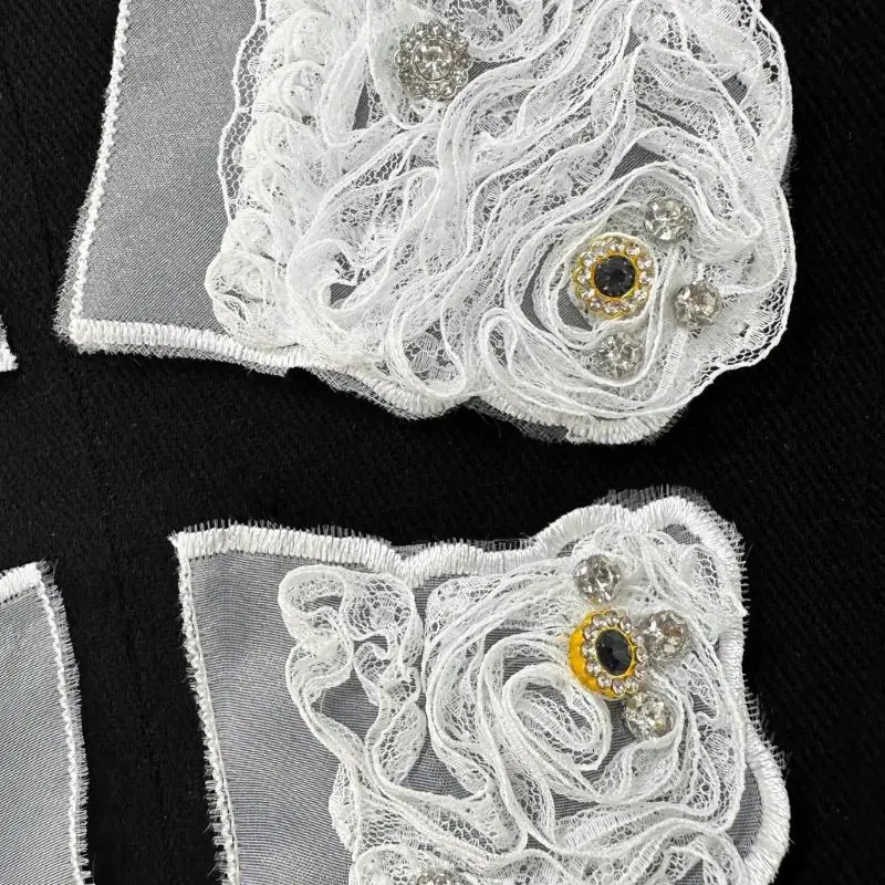 652F قماش دانتيل مرن مزين بمشروع خياطة يدوية سهل تخصيص ديكورات الملابس