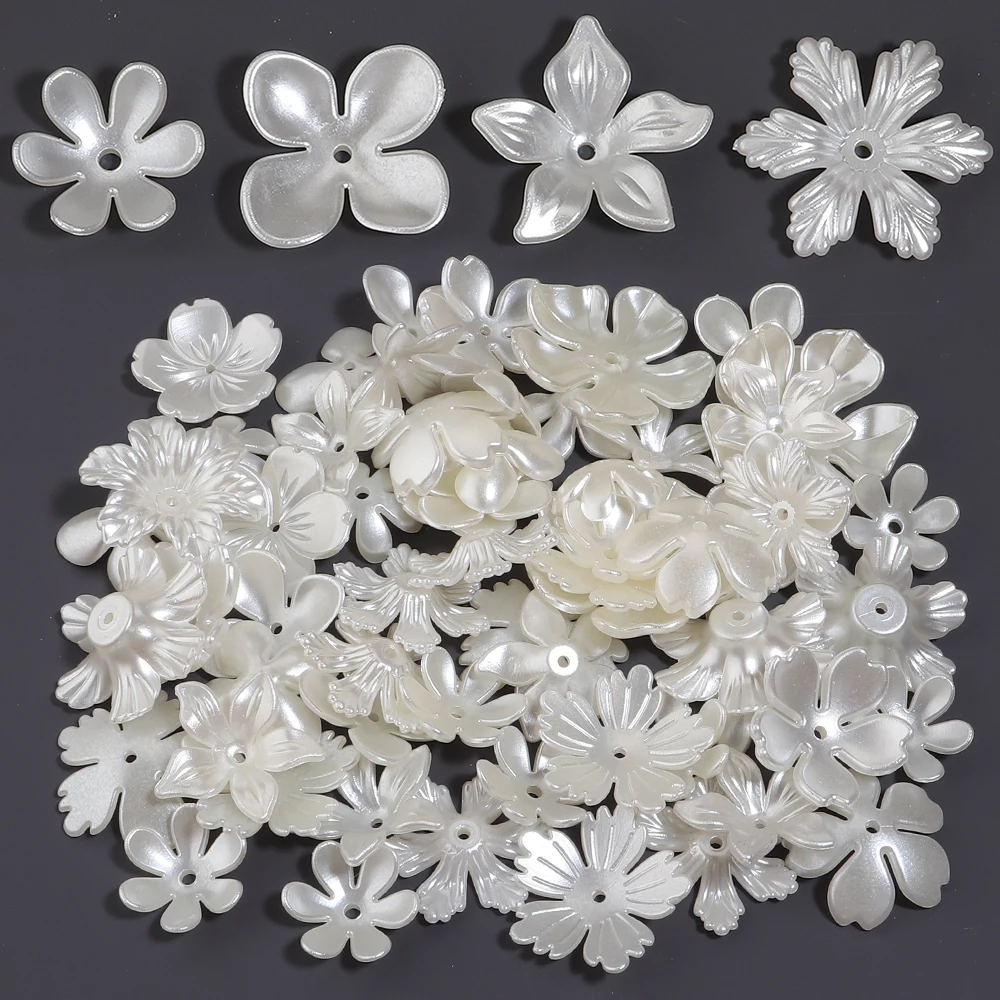 20-50 Stück/Lot ABS Imitationsperlen Blumenperlenkappen Lose Abstandsperlen für Schmuckherstellung DIY Handwerk Haarnadeln Ohrringe Zubehör – Detail 6