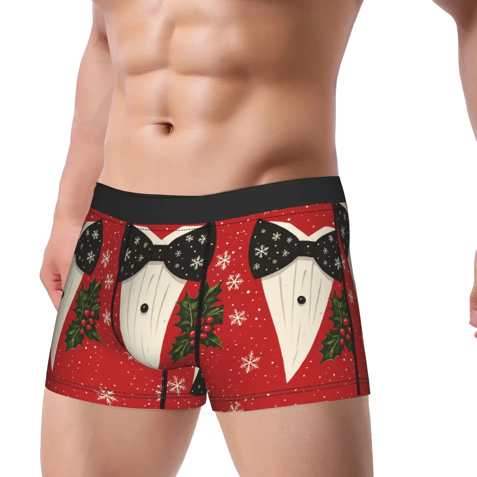 

Men Tie Underwear Christmas 3D Digital Print Sexy Boxer Briefs Shorts Panties Homme Polyester Underpants M-XXL