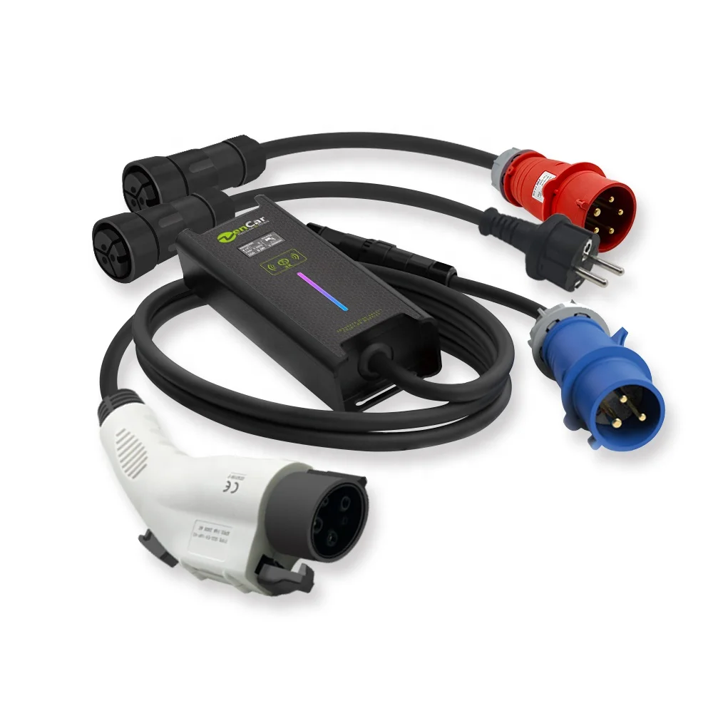 32A 230V 7.4KW ZENCAR J1772 Evse Charger With CEE And Schuko Adapters