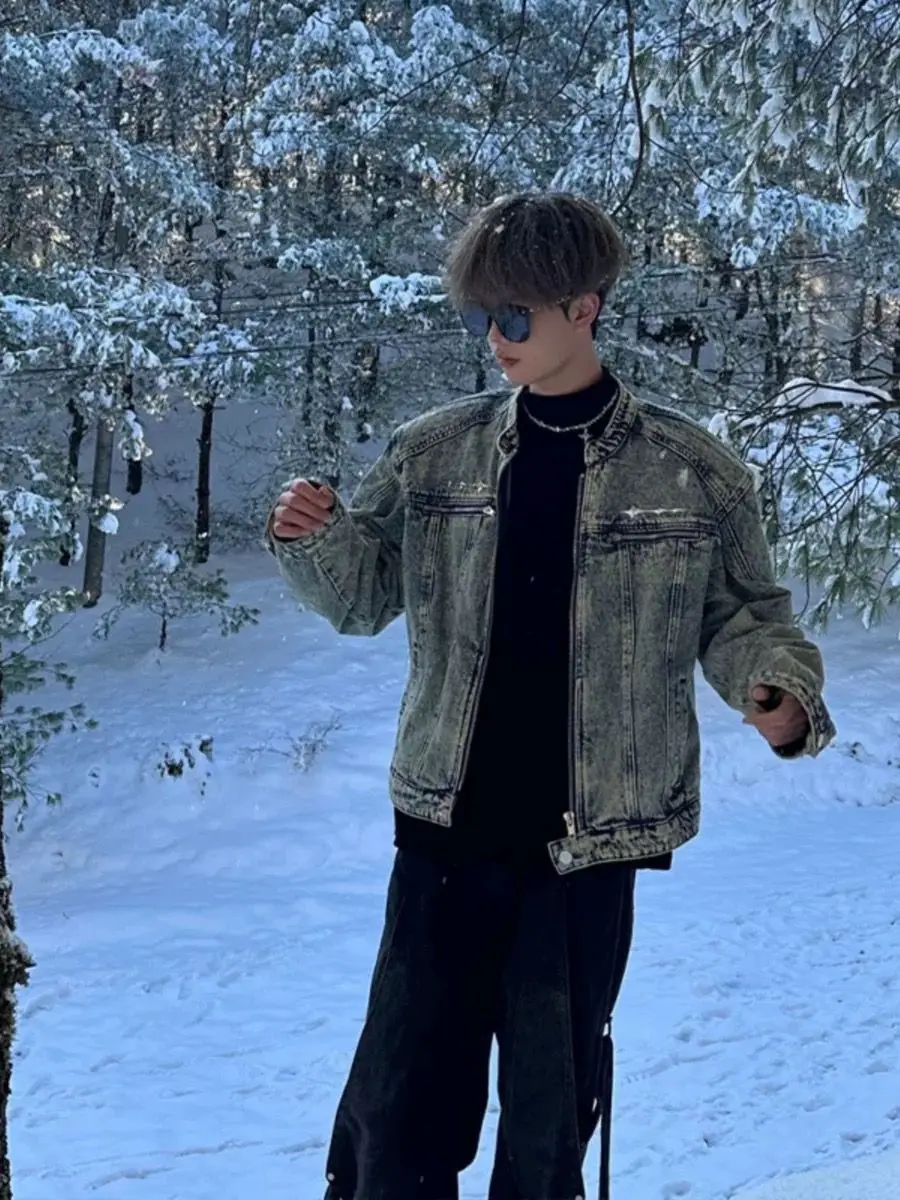 

Мужские джинсовые джинсы American Sle ort, высококачественные джинсы Sli для парикмахеров, модные брендовые джинсы с воротником-стойкой на весну и осень