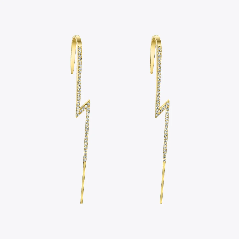 ENFASHION Punk Rhinestone Lightning Stud Earrings For Women Gold Color Statement Geometric Earings Fashion Jewelry 2020 EC191071