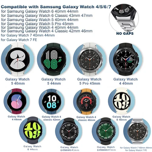 Imagen 2 del producto Correa sin huecos para Samsung Galaxy Watch 7 6 5 4 44 40mm 5Pro 45mm reloj de pulsera de acero inoxidable 6 4 Classic 43 47mm 42/46mm