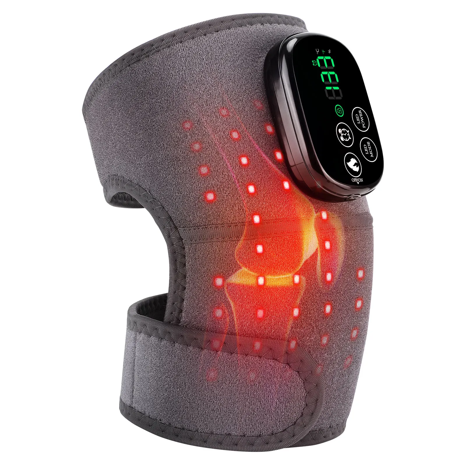 Thermal Knee Massager 650nm and 850nm Red Light Therapy for 3 in 1 Knee Shoulder Elbow Joint Pain Relief Brace Belt Rechargeable