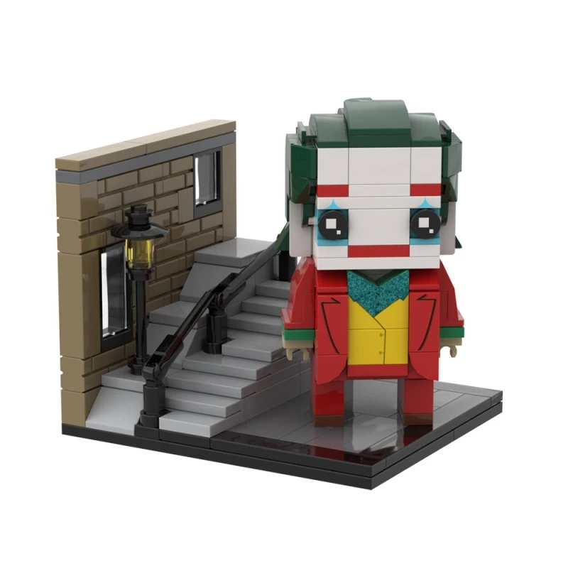 MOC Joker Brickhead Model Building Blocks Horror Movie Joker Stairs Action Figure Assembling Bricks Kid Toy Halloween Gift