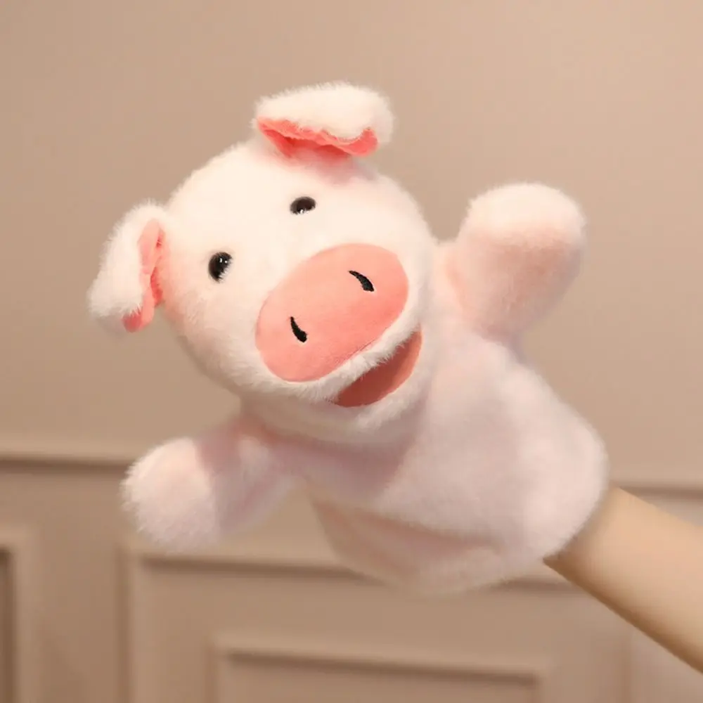 Marioneta de mano de Animal rana, pato, boca móvil, juguetes de tiburón de peluche, simulación de educación temprana, marioneta de historia de dedo de mano