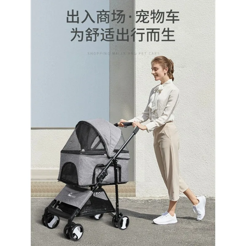 Pet stroller, lightweight and foldable bag, separate cat stroller, dog out stroller, cat cart, dog pull cart