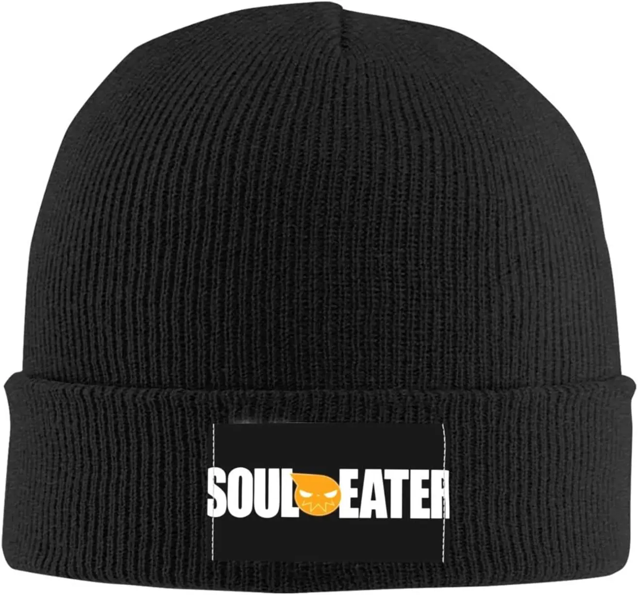 Soul Eater Knit Hat Winter Ski Warm Knitted Caps Plain Cuffed Beanie for Men Women Black