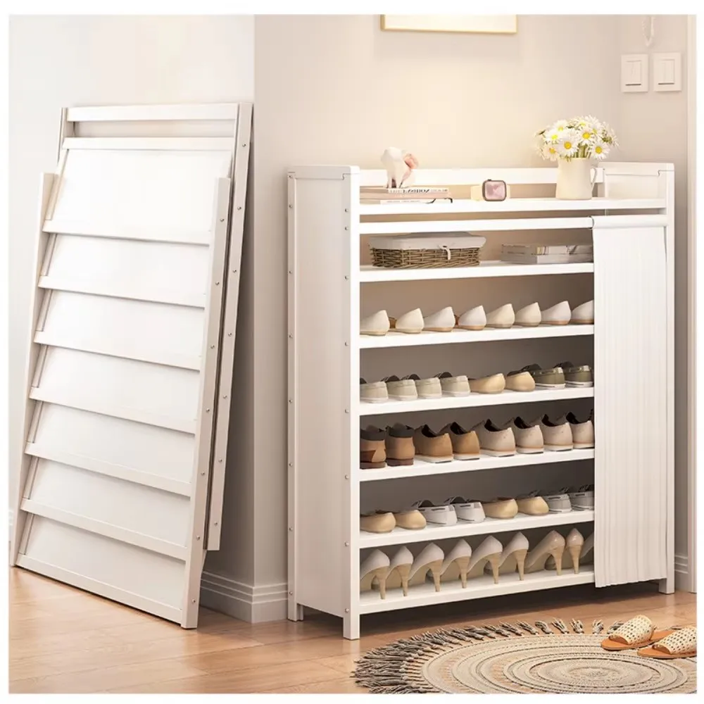 4/5 Layers Folding Installation-free Shoe Rack Organizer with Curtain Simple Shoes Organizers Dust-proof Shoe Cabinet Storage