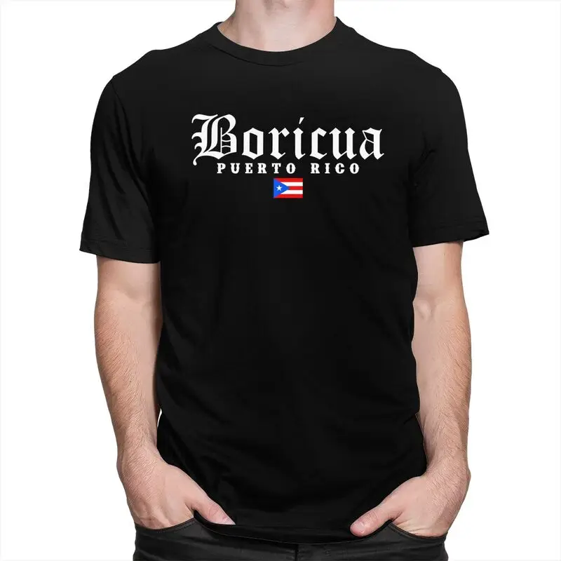Custom Puerto Rico Boricua Vintage Puerto Rican Flag Pride T Shirts Men 100% Cotton Tees Tshirt Short Sleeve T-shirt Clothing
