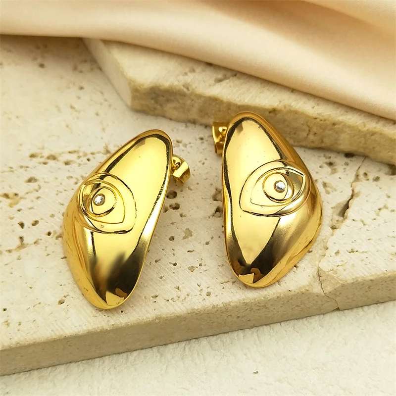 Stainless Steel Evil Blue Eye Crystal Earrings for Women Girls Gold Color Turkish Lucky Eye Studs Earring Jewelry GiftsZZZ1102 view 3