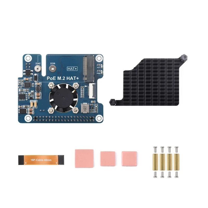 PCIe to M.2 Adapter with PoE Function HAT Support NVMe 2230/2242 M.2 Solid States M.2 Adapter Board