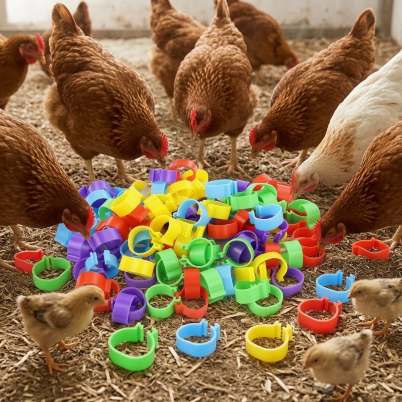 100 Pieces Poultry Leg Band Easy to Apply Poultry Leg Band Bird Accessory Mixed-Color Unlabeled for Breeders, Farms