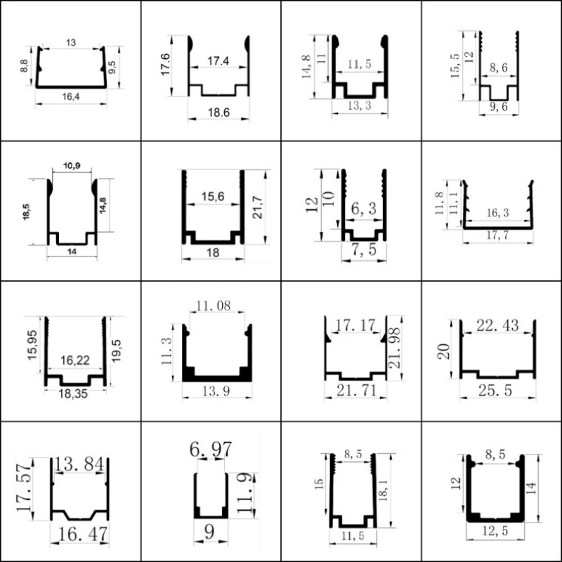 0.5 متر/1 متر مرنة LED النيون قطاع ضوء مشبك ثابت U-شكل الألومنيوم قناة مشبك قاعدة مرنة سيليكون أنبوب شنت قوس