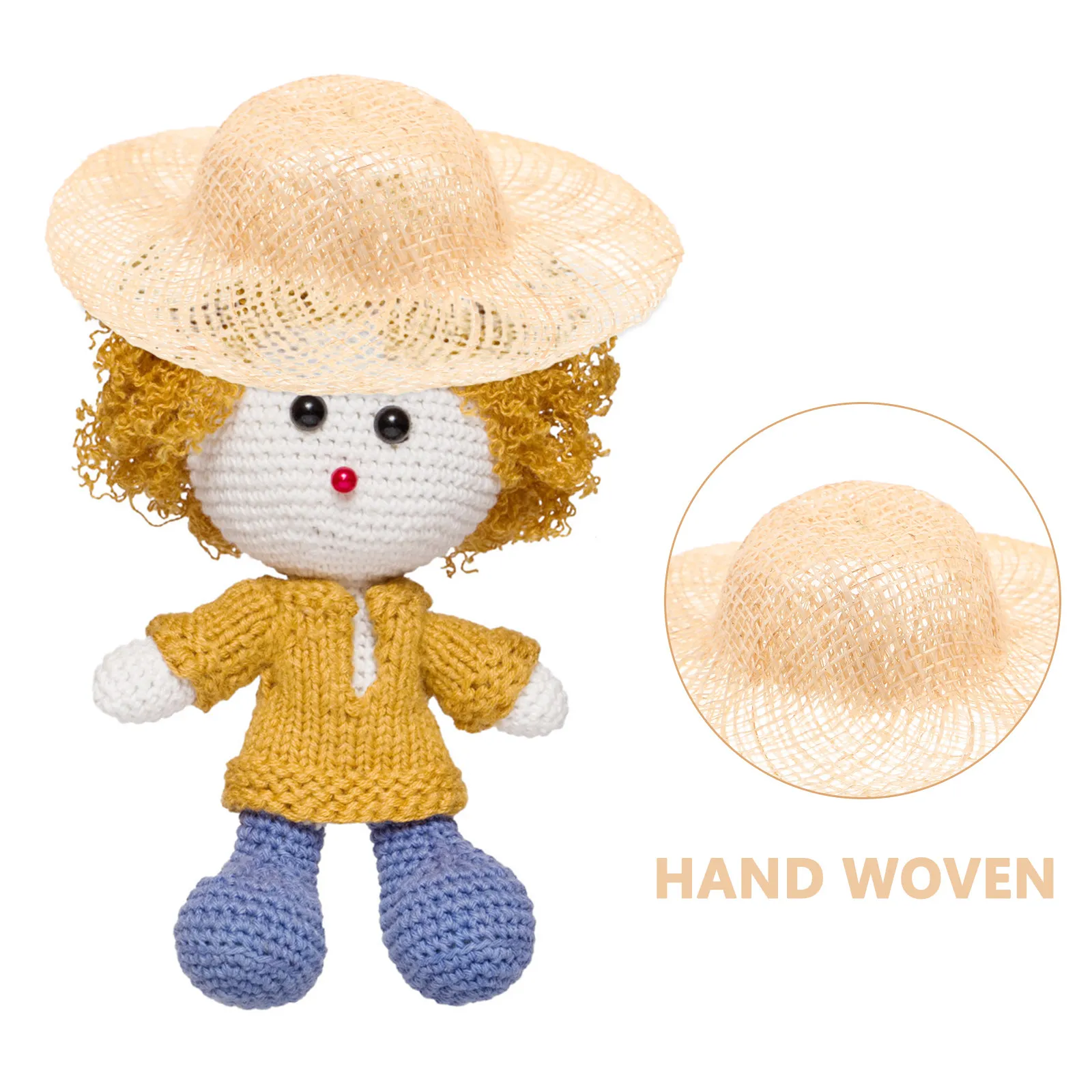 12Pcs Miniature Straw Hats Imitation Raffia Handmade Craft Caps for DIY Projects Beige 8Cm Lightweight Small Hats