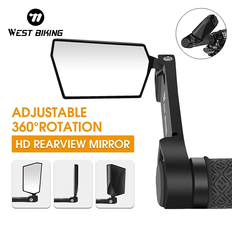 

WEST BIKING Foldable Bar Mirror Cycling Bar Ends Vice Handle HD 360° Rotation Adjustable MTB Bicycle Rearview Handlebar Mirrors