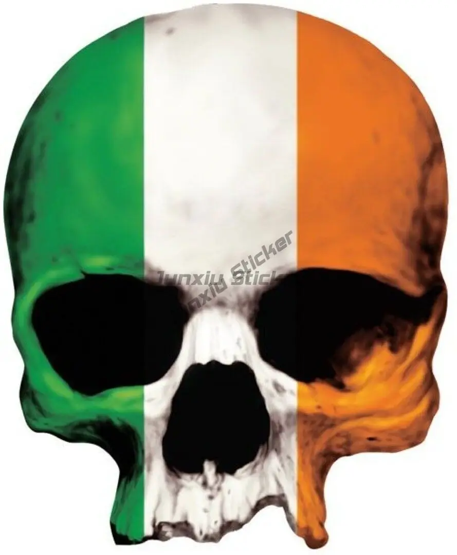 SKULL IRELAND FLAG BUMPER STICKER CAR  LAPTOP  TOOLBOX  Accessories Ornaments Jdm Decor Robot Gadgets