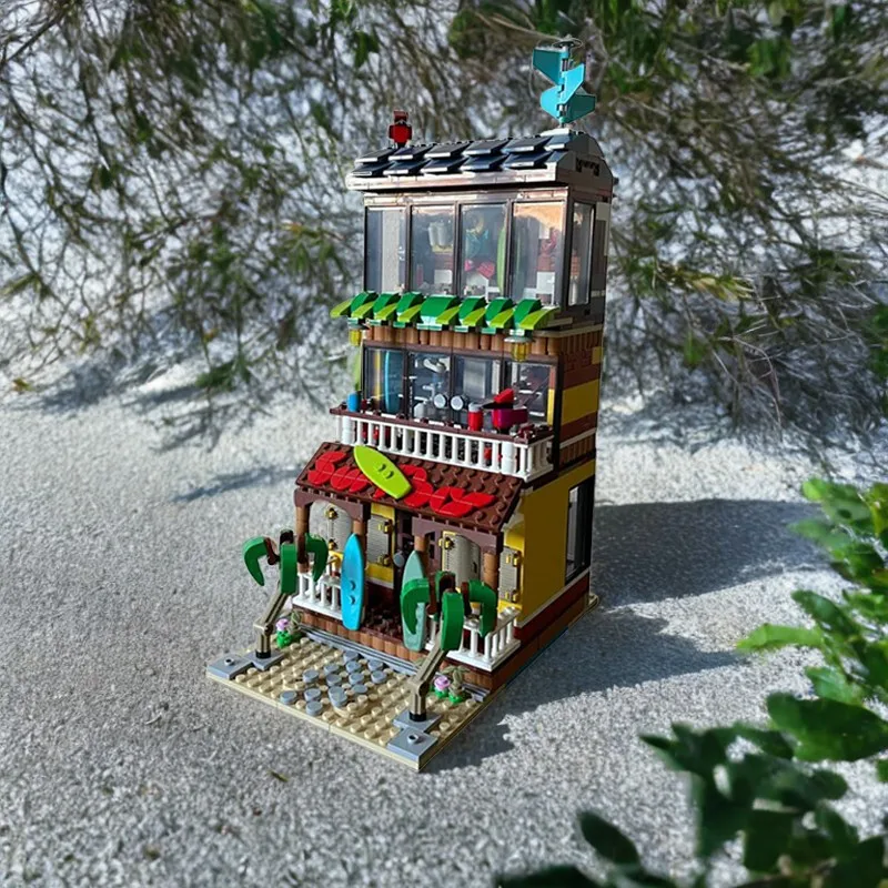 914PCS MOC 서핑 바 & 그릴 모듈 형 대체 빌드 (2x31118) 활기찬 DIY 모델 빌딩 블록 생일 장난감 선물