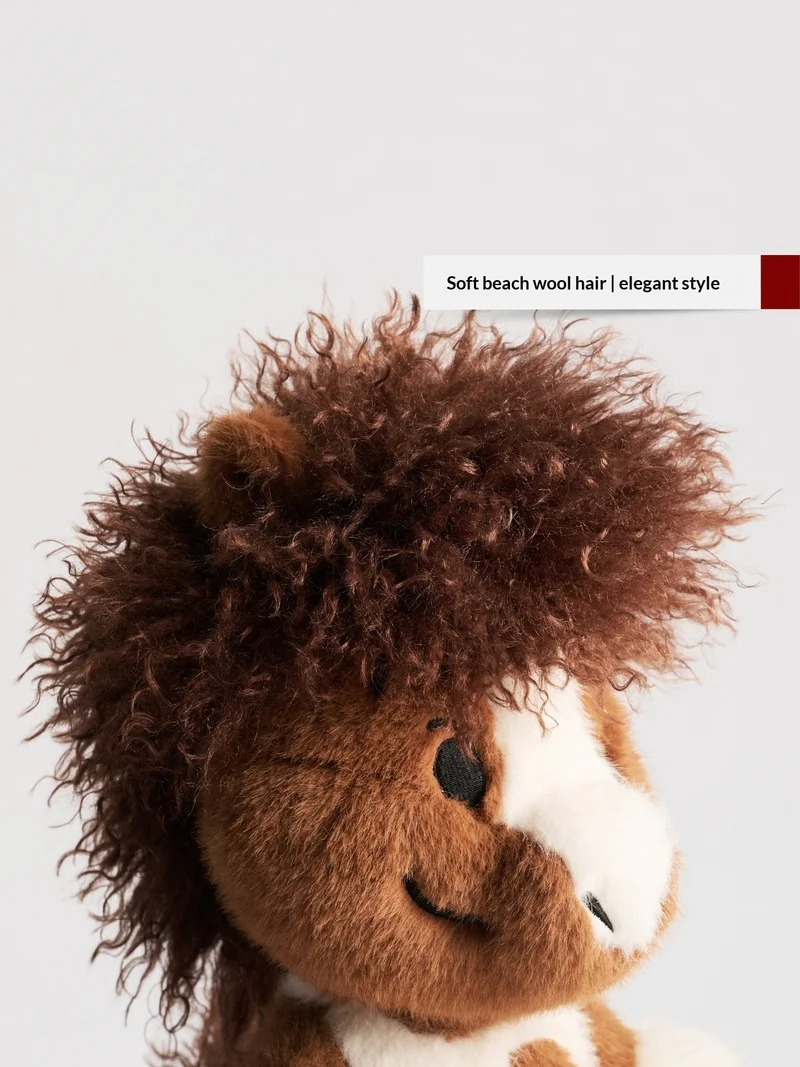 

Dreamland Plush Horse New Style Curly Hair Brown White Stuffed Animal Zodiac Year Birthday Gift For Kids And Horse Lovers
