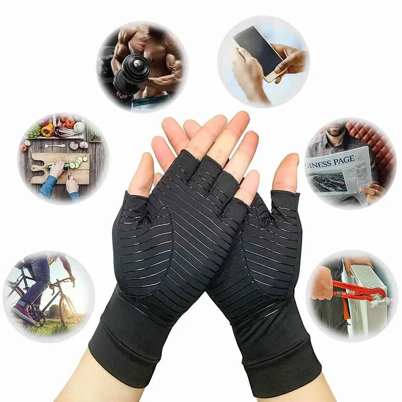 Kompressions-Arthritis-Halbfingerhandschuhe für Männer und Frauen, weiche und langlebige Handgelenkstütze, geeignet für den täglichen Gebrauch mit Touchscreen – Detail 4
