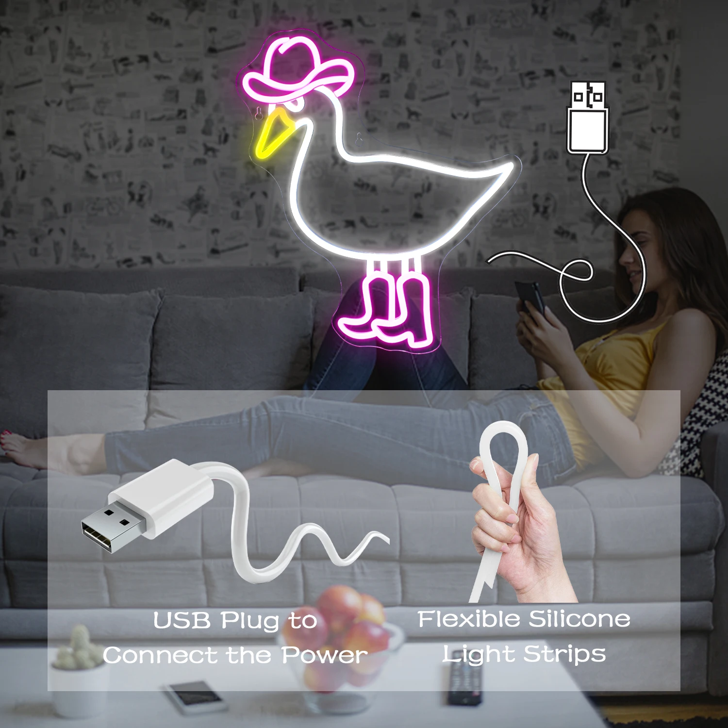 Pink White Cowboy Duck Neon Sign Cowgirl Boots insegne al Neon per la decorazione della parete camera da letto soggiorno Home Bar Girl Boy Room Decor