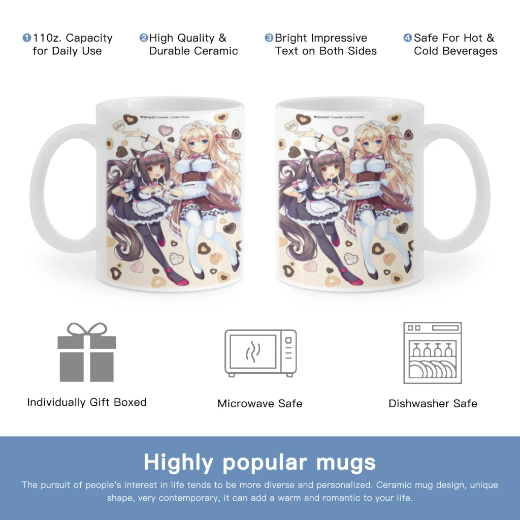 

Nice NEKOPARA Anime Free shipping Coffee Cups Ceramic cups creative cups and cute mugs Personalized Gift Cup For Tea