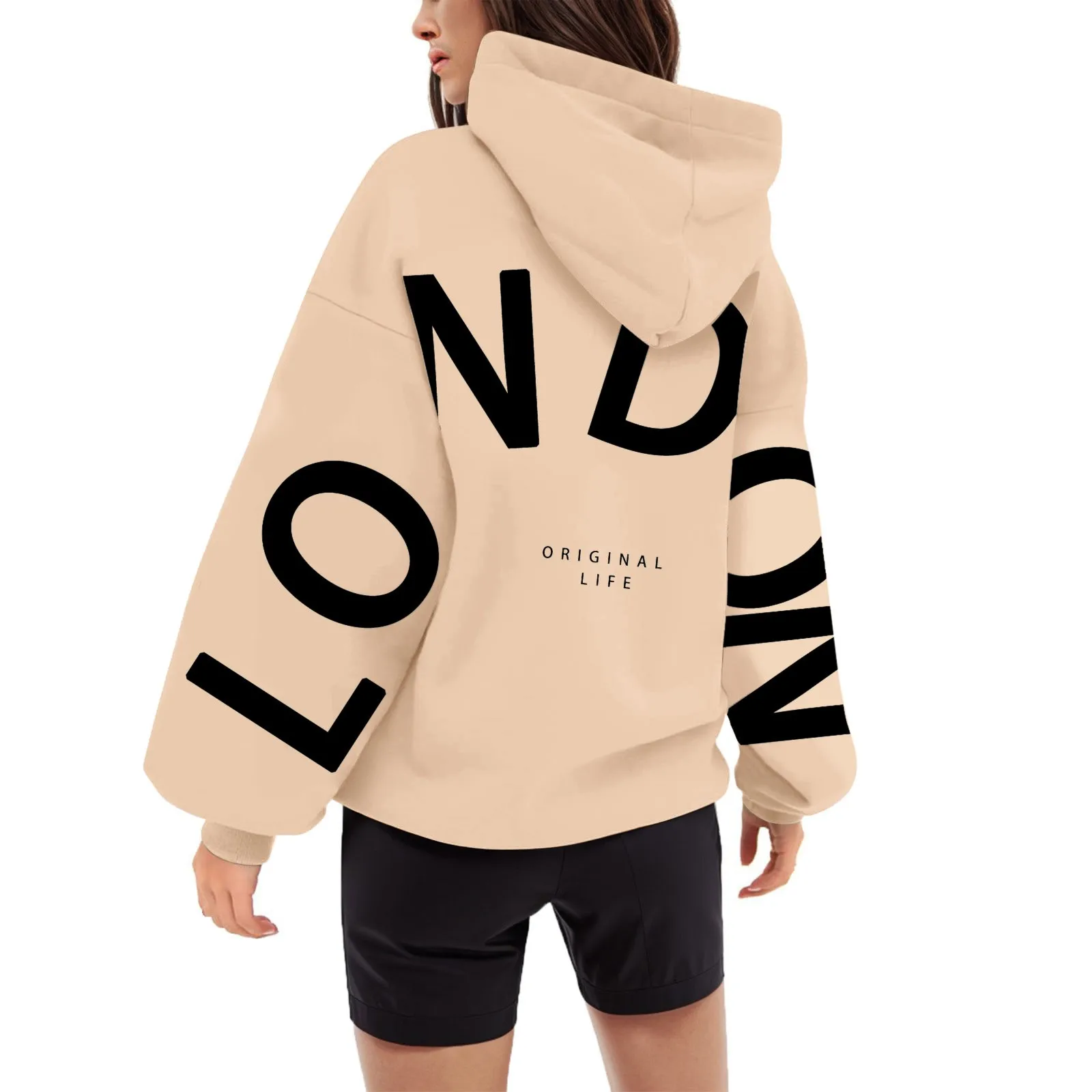 Women\'s Casual Letter-Printed Hoodie 2024 Autumn and Winter Hooded Long-Sleeved Thermal Hoodie Loose Casual Top For Women