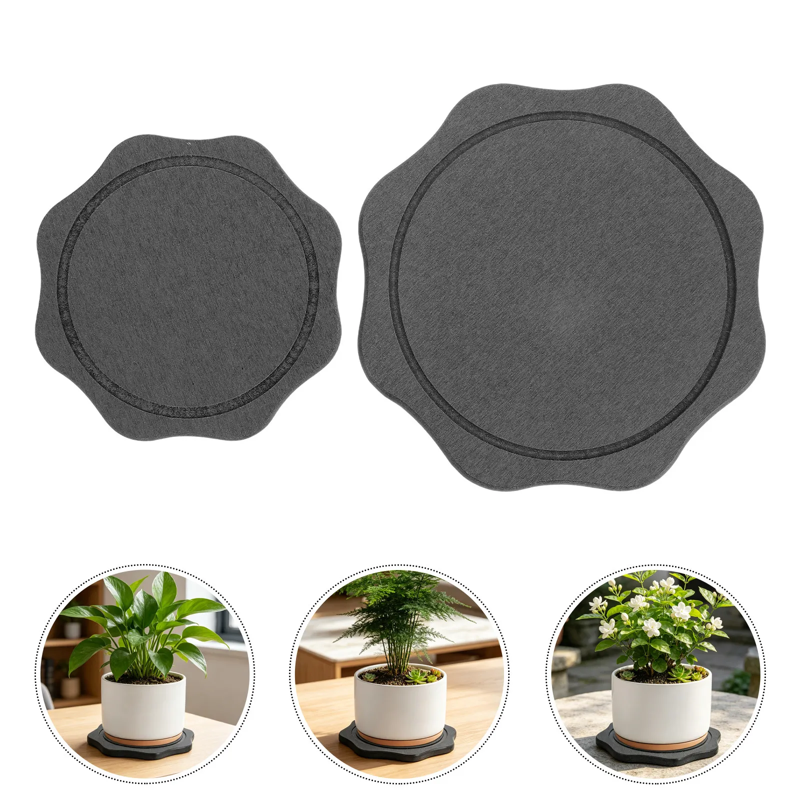2Pcs Diatomaceous Earth Plant Saucer Absorbent Water Tray for Indoor Pots Anti Root Rot Drainage Tray Planter Saucer for Home