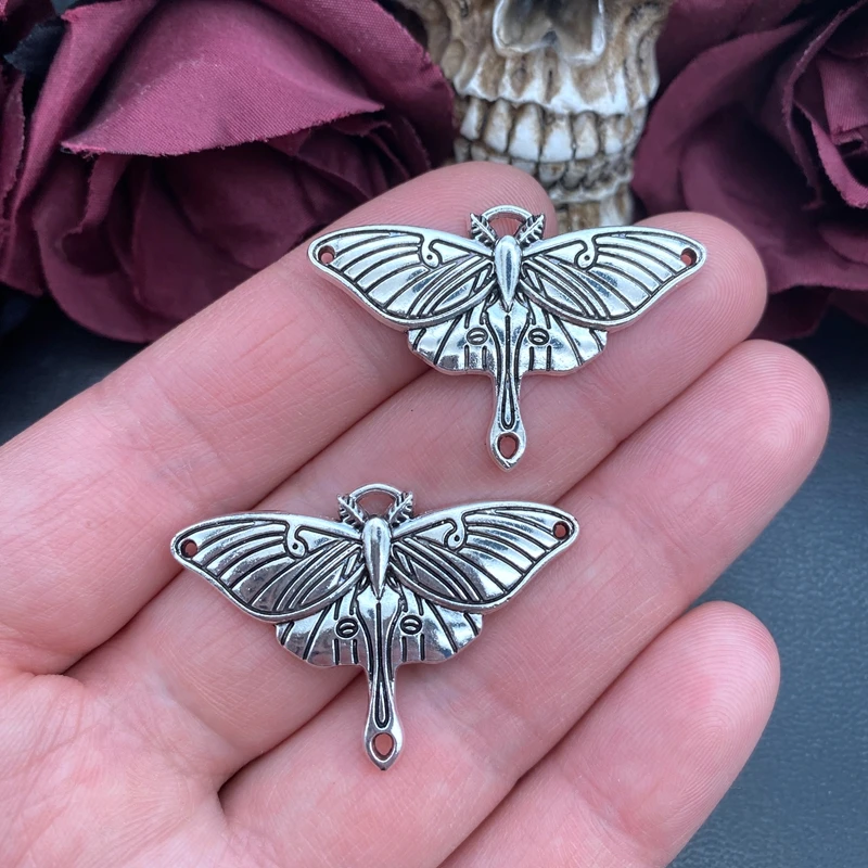4Pcs 27*40mm Antique Silver Color Death Moth Charms Pendant Designer Charms Fit Jewelry Making DIY Jewelry Findings