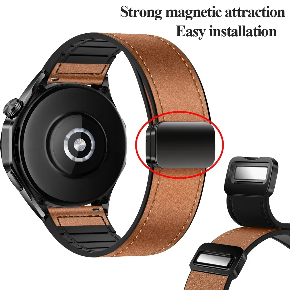 20/22mm Silicone+Leather Strap For Xiaomi Watch S5-4-3-2 Magnetic Buckle Watchband Amazfit Balance 3 2 1/Bip 6 5 Max/Helio Belt view 5