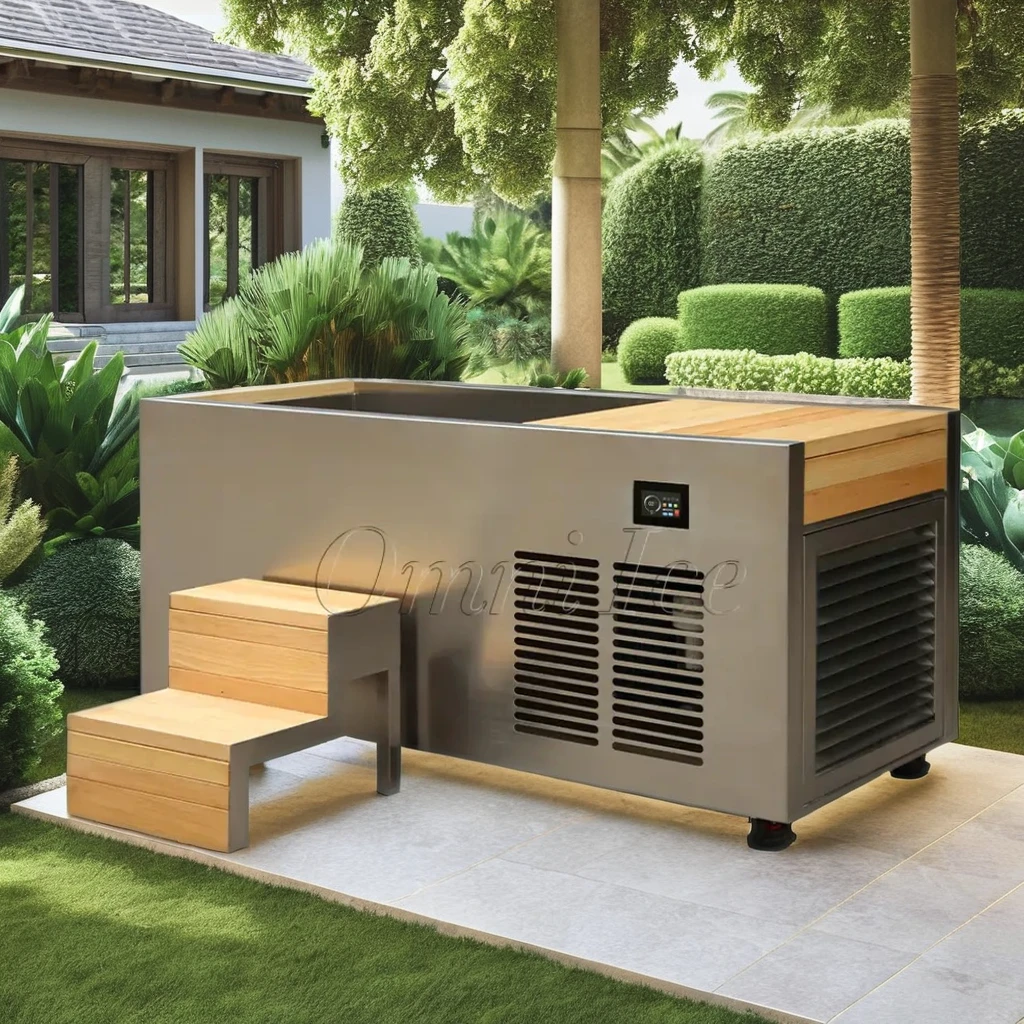 OMNI All-in-One Wholesale Premium Outdoor Ice Maker Cold Plunge Filter Motor Ice Bath Tub Ozone Chiller Cooling Bathtub