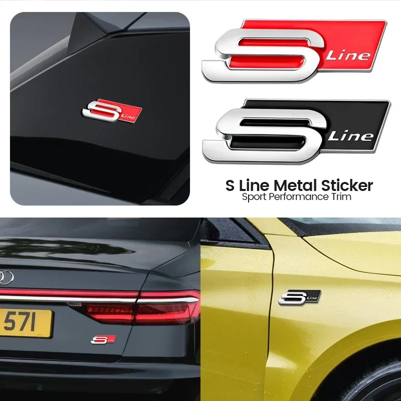 1pcs Car Badge Stickers Auto Body Trunk Fender Decoration Decal Accessories for Audi SLINE A3 A4 B8 B9 A6 C5 C6 C7 A7 Q5 A5 A8 R