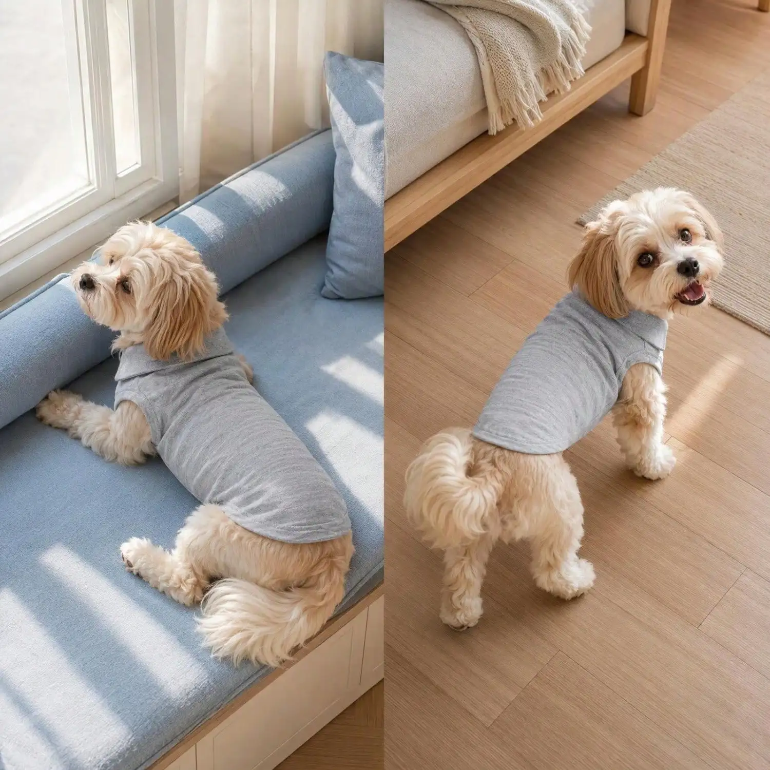1 Stück graue, ärmellose Polo-Weste für Haustiere, besticktes Hundeshirt für kleine Welpen. – Detail 11