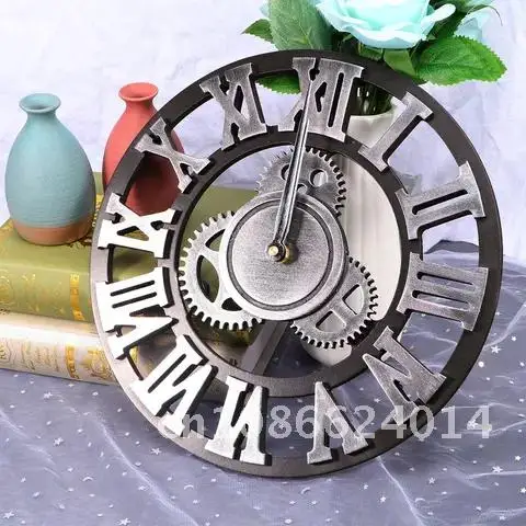 

Vintage Industrial Gear Wall Clock with Numerals Wall Mounted Clock Metal Silent Nordic Wall Art Clock Decoration Hook