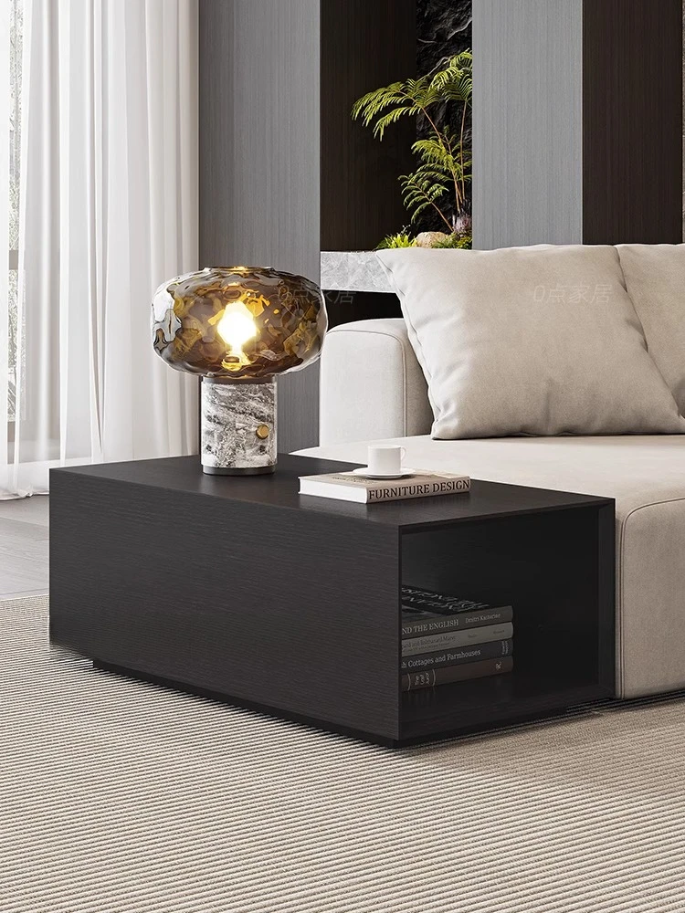 North American smoky solid wood sofa coffee side table light luxury storage rectangular armrest cabinet coffee table cabinet
