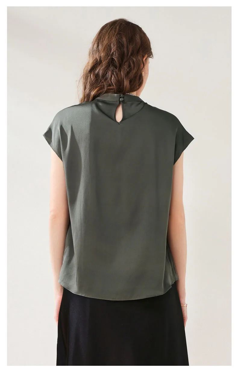 100% Silk Women's T-shirt - V-neck Short Sleeve Top - Summer Outdoor Casual Fashion Women's Clothing - Cool, Light, Soft