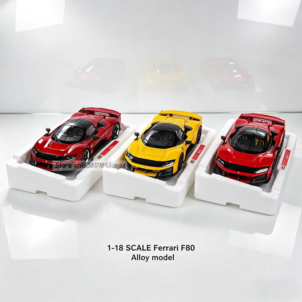 Bburago 1:18 2024 FERRARI F80 Auto Statisches Druckguss-Modell Sammlerstück Spielzeugauto Drei Farboptionen Detaillierter Innenraum